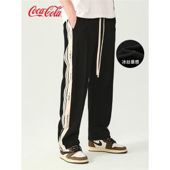 Coca-Cola/可口可樂 休閑褲男夏季美式復古褲子運動褲寬松直筒褲