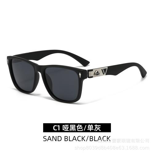 新款跨境爆款偏光太陽鏡出行旅游男女方框墨鏡 彈簧鏡腿防紫外線