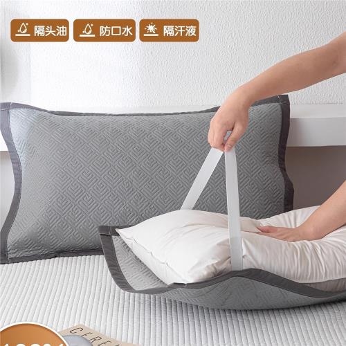 加厚純棉枕巾一對裝2025新款全棉枕頭巾綁帶防滑不脫落防頭油墊巾