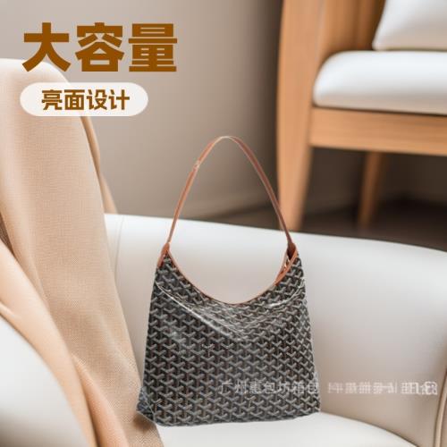 跨境亮面hobo腋下包手提包大容量戈雅單肩包購物袋老花Y字狗牙包
