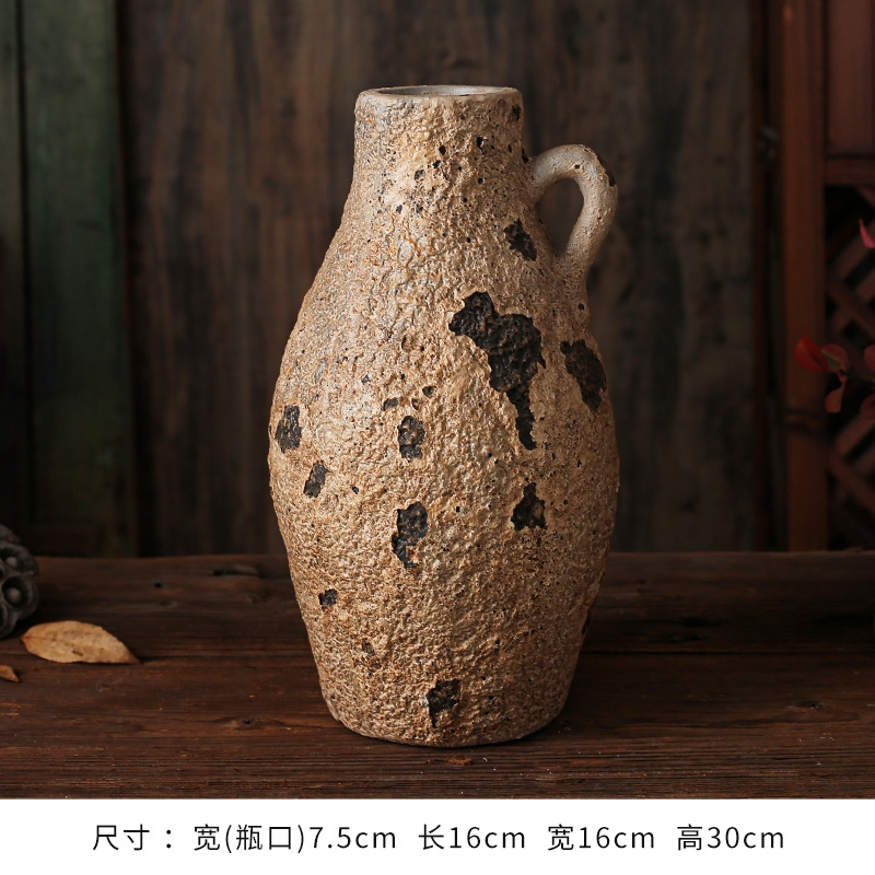 侘寂風陶瓷花瓶民宿酒店禪意裝飾品做舊藝術花器粗陶罐圣誕節禮品|其他