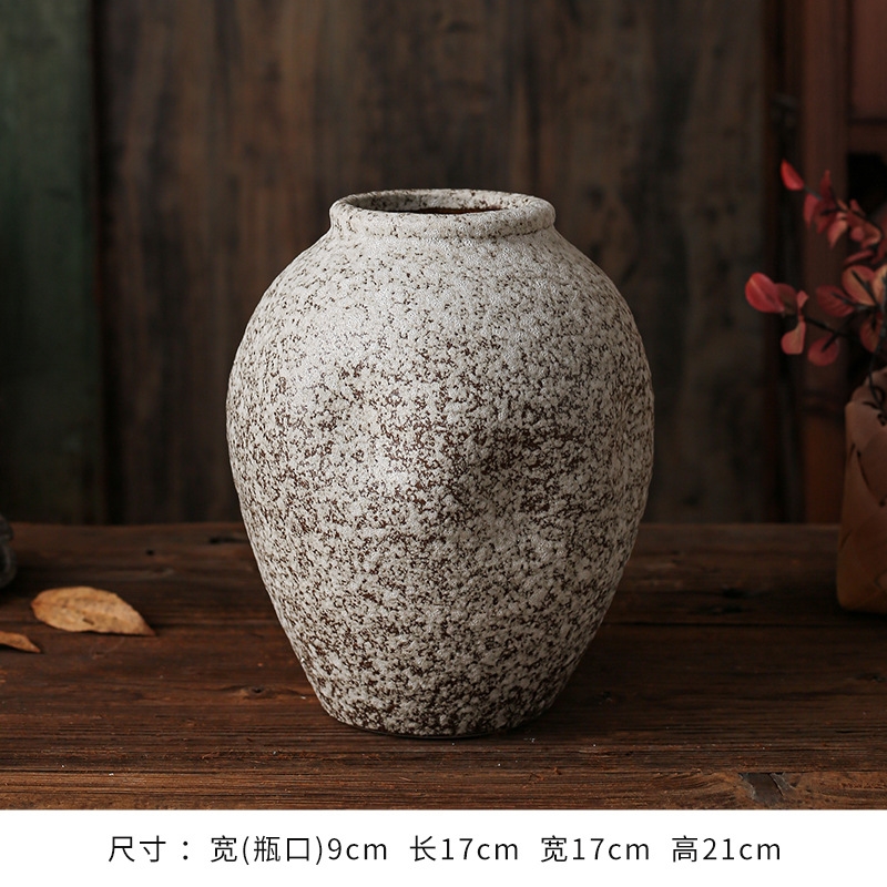 侘寂風陶瓷花瓶民宿酒店禪意裝飾品做舊藝術花器粗陶罐圣誕節禮品|壁掛
