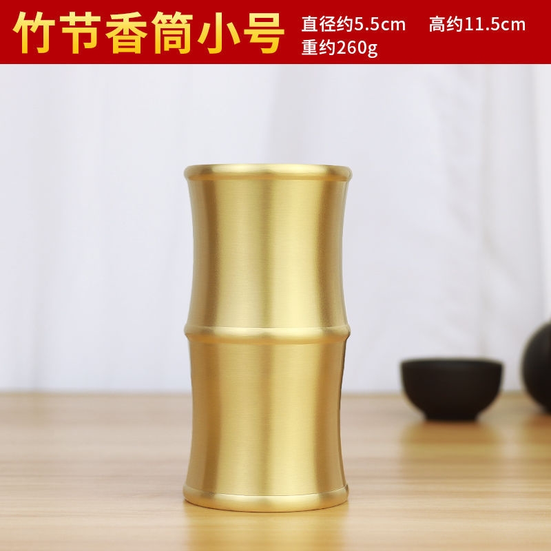 銅竹節香筒家用插香線香竹簽香供奉放香筒大號佛用品|壁掛裝飾/雕塑品