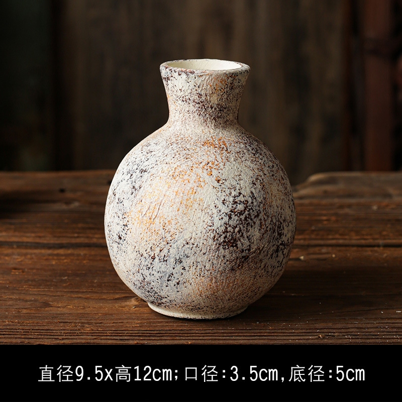 陶瓷花瓶民宿家居裝飾品中古粗陶藝術插花花器陶罐擺件侘寂風花瓶|其他