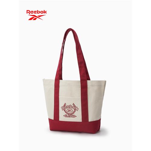 Reebok/銳步單肩復古刺繡帆布包時尚大容量百搭手提斜挎托特包包