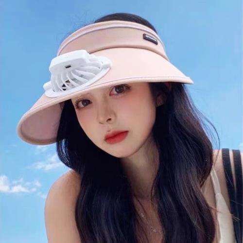趙露思同款USB充電風扇帽子女成人簡約防曬帽遮陽輕薄透氣空頂帽