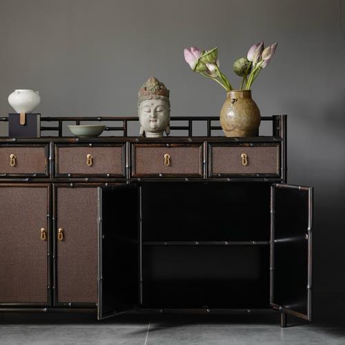 紫竹四連茶柜茶室儲物邊柜餐廳餐邊柜茶具收納茶水柜博古架|衣櫃鞋櫃