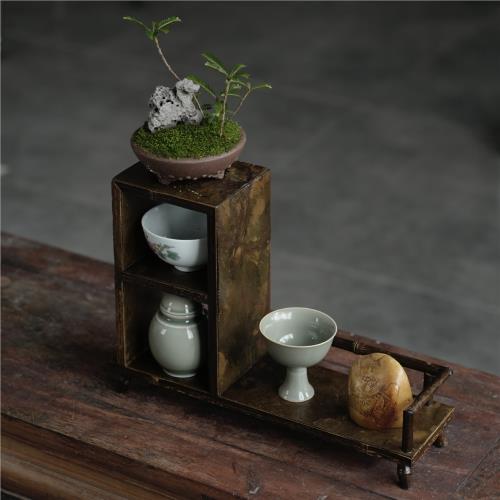 崖巖石竹茶杯架茶具收納架小博古架展示架中式茶道配件|茶具|ETMall東森