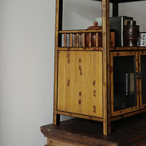 湘妃竹嵌金絲楠木茶水柜中式手工茶箱茶杯茶器收納箱茶棚置物架|茶具