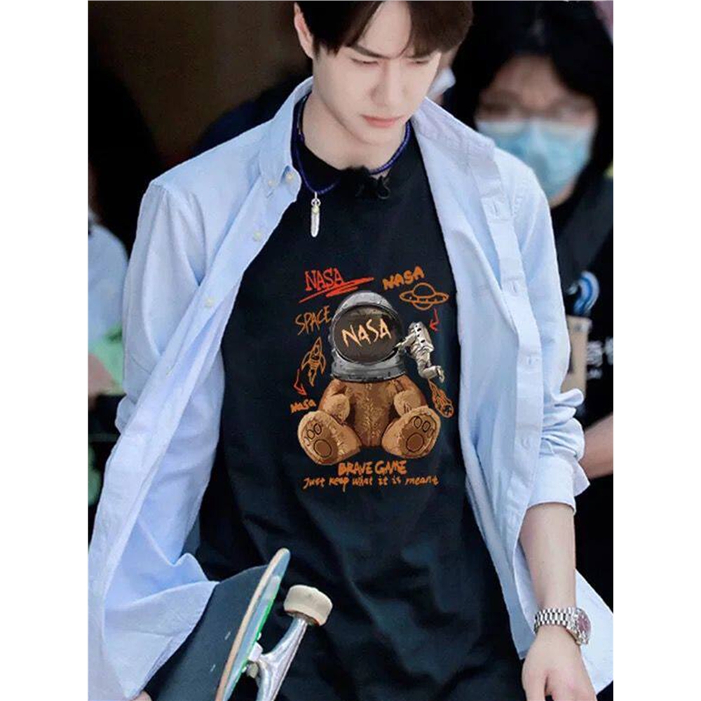 oversize 王一博 肖戦 新作 半袖Tシャツ 11点セット❣️確認用❣ 肖戰王一博同款美式白色純棉短袖T恤男女夏季設計感寬松情侶上衣|T恤