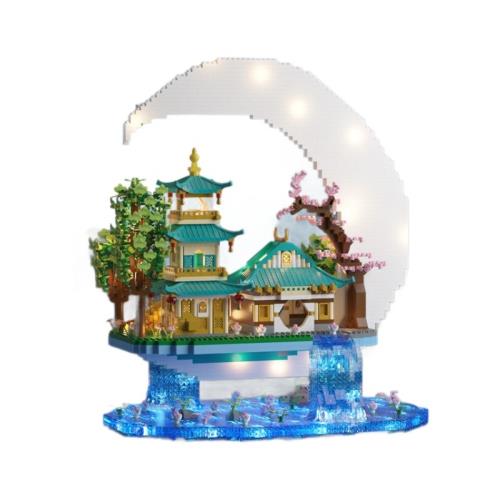 兼容樂高廣寒宮中秋禮物擺件拼裝積木M2074古代國風建筑男孩玩具|益智