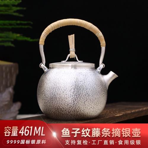 一張打日本燒水銀壺999純銀功夫銀茶具純手工戶外煮茶泡茶壺批發|咖啡