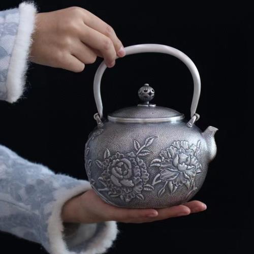 銀壺純銀999燒水壺純手工提梁家用銀茶具壺煮水壺|咖啡茶具/酒具|ETMall