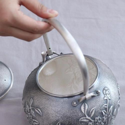 銀壺純銀999燒水壺純手工提梁家用銀茶具壺煮水壺|咖啡茶具/酒具|ETMall