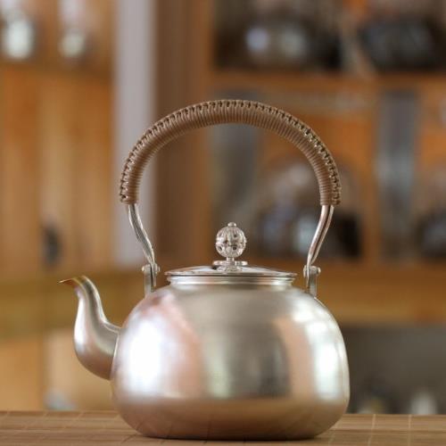 正品銀壺純銀9999燒水壺純手工一張銀口打出純銀茶壺茶具大容量|茶具