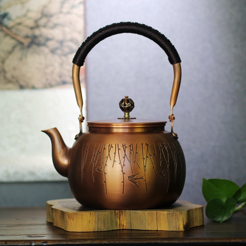 銅壺燒水壺純紫銅手工加厚養生功夫茶壺沏茶壺茶具銅器健康銅茶壺|咖啡