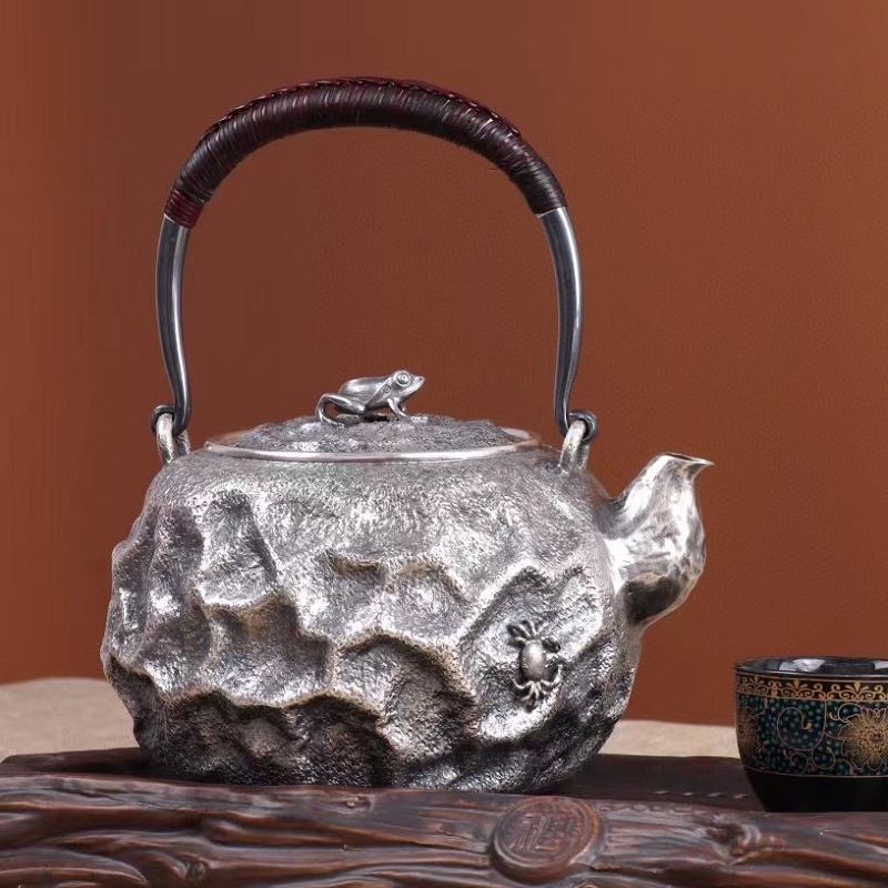 手敲異形銀壺純銀999燒水壺純手工煮泡茶壺功夫茶道足銀茶具|咖啡茶具