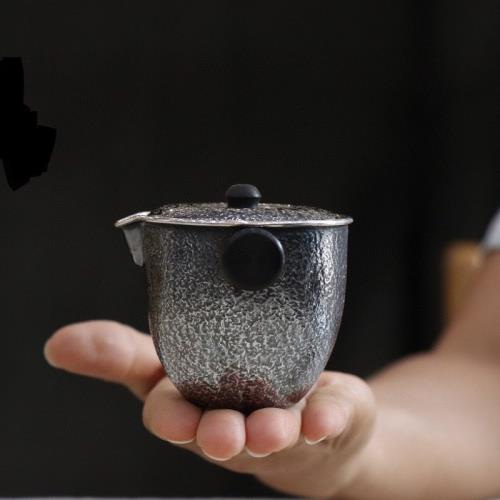 純銀旅行分茶器9999便攜泡茶銀壺公道杯家用隔熱手抓足銀小茶壺|茶具