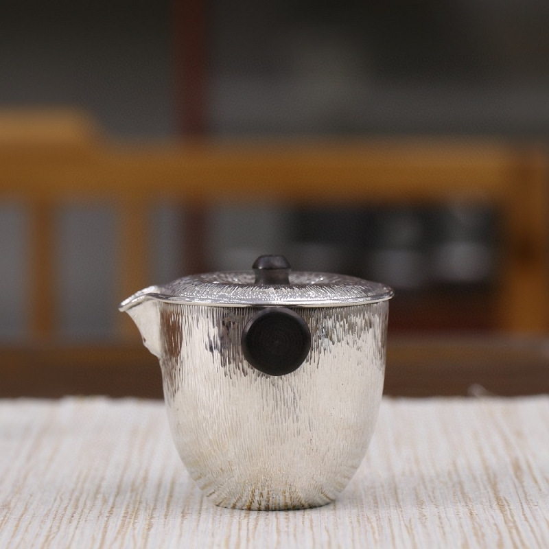 純銀旅行分茶器9999便攜泡茶銀壺公道杯家用隔熱手抓足銀小茶壺|茶具