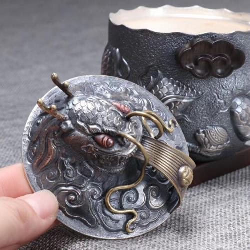 浮雕龍純銀999家用分茶器套裝手工銀壺公道杯高檔旅行手抓壺茶具|咖啡