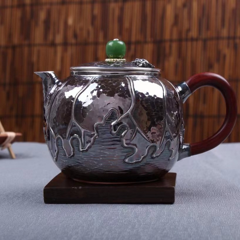 銀茶壺999純銀泡茶壺純手工荷趣泡茶銀茶具功夫茶道家用送禮銀壺|茶具