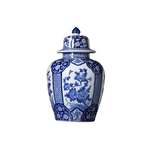 喜字罐青花瓷花瓶桌面擺件花器復古儲物罐居家客廳陶罐水培插花器|居家