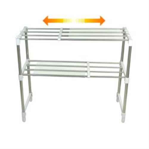 多功能不鏽鋼雙層伸縮置物架