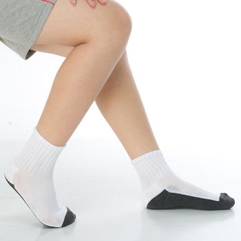 【KEROPPA】3~6歲學童專用毛巾底氣墊短襪x4雙(男女適用)C93002-B-白配深灰