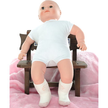 【KEROPPA】MIT6~12個月嬰兒厚底止滑短襪x3雙(白配淺紅)95001-C