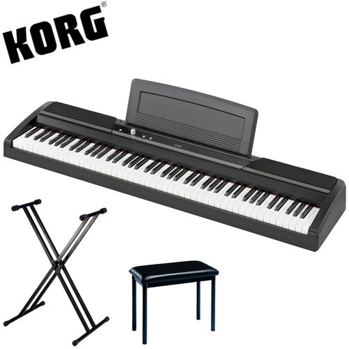 【KORG】標準88鍵電鋼琴/數位鋼琴含雙叉琴架、琴椅-黑色-公司貨保固 (SP-170S)