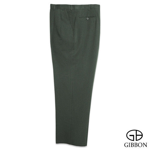 GIBBON 大尺碼悠閒風紳士打摺西裝褲‧綠色