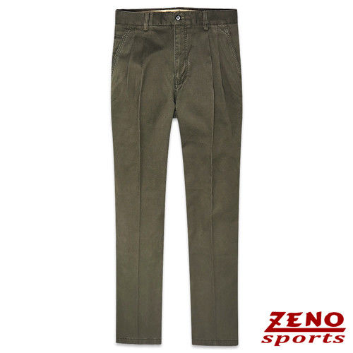 ZENO傑諾 高磅數質感彈性打摺休閒長褲‧灰褐32~42