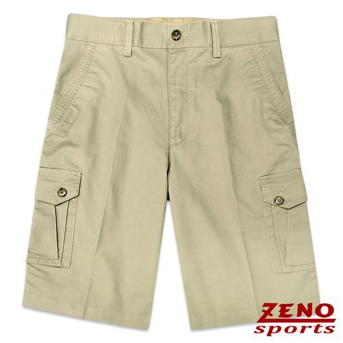 ZENO傑諾 水洗立體層次多口袋休閒短褲‧卡其綠30~42
