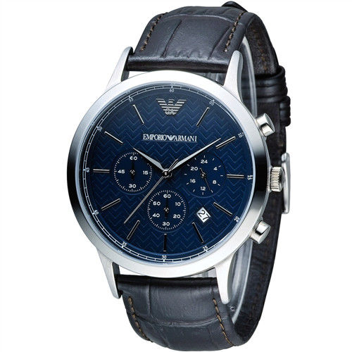 EMPORIO ARMANI Classic 都會型男計時腕錶 AR2494 黑x藍