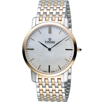 TITONI Slenderline 梅花錶超薄紳士腕錶 TQ52918SRG-587 雙色款