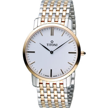 TITONI Slenderline 梅花錶超薄紳士腕錶 TQ52918SRG-583 雙色款