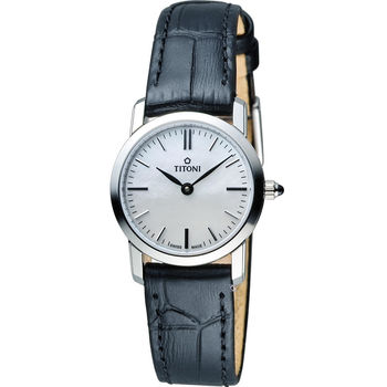 TITONI Slenderline 梅花錶超薄時尚女用錶 TQ42918S-ST-587 皮帶款