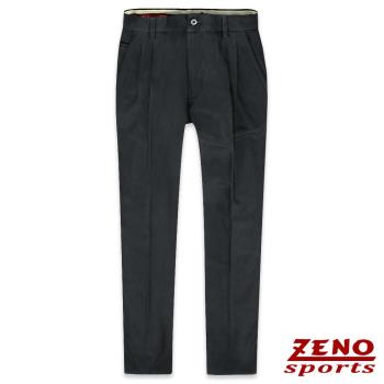 ZENO傑諾 保暖刷毛彈性直紋打摺長褲‧暗灰30-42