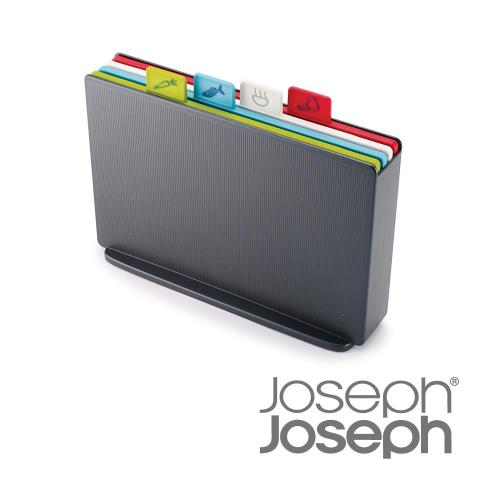 《Joseph Joseph英國創意餐廚》檔案夾止滑砧板組-雙面附凹槽(大灰)
