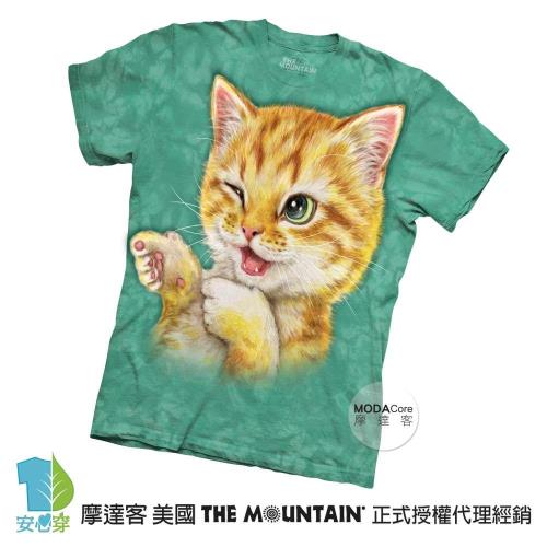 【摩達客】美國進口The Mountain 抓到貓咪 喵嗚系列短袖女版T恤精梳棉環保染