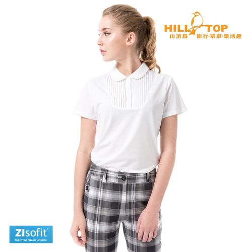 【hilltop山頂鳥】女款Zisofit吸濕排汗彈性POLO衫S14FD8白
