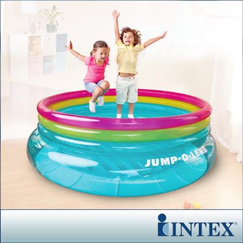 【INTEX】兒童圓形三色透明跳跳床-寬203cm(48267NP)