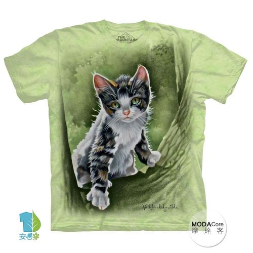 【摩達客】(預購)美國進口The Mountain 樹中小貓 純棉環保短袖T恤