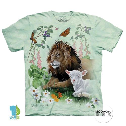 【摩達客】(預購)美國進口The Mountain 獅子與羊 純棉環保短袖T恤