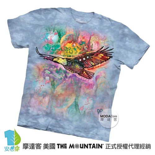 【摩達客】(預購)美國進口The Mountain 彩繪老鷹 純棉環保短袖T恤
