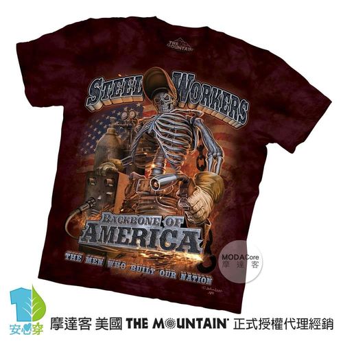 【摩達客】(預購)美國進口The Mountain 鋼鐵骷髏 純棉環保短袖T恤