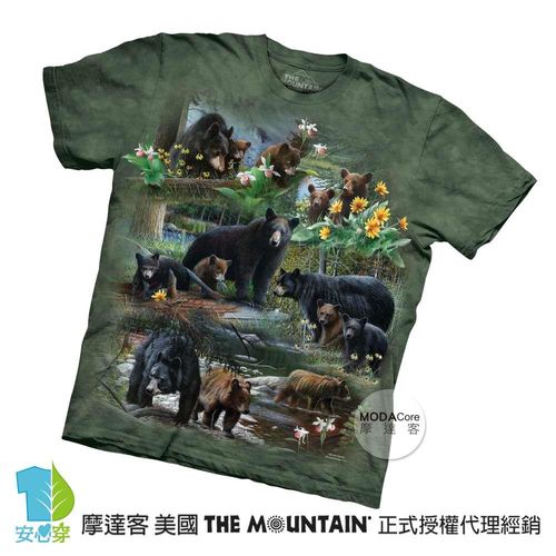 【摩達客】(預購)美國進口The Mountain 熊群拼貼 純棉環保短袖T恤