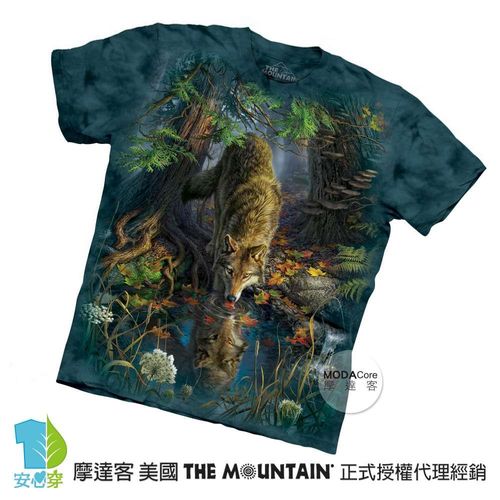 【摩達客】(預購)美國進口The Mountain 神秘森林狼 純棉環保短袖T恤