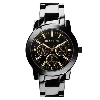 Relax Time 時尚達人日曆顯示腕錶 IP黑x金時標 R0800-16任選均價
