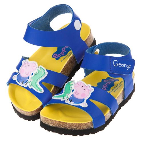 粉紅豬小妹喬治豬藍色歐風兒童氣墊涼鞋(14~18公分)